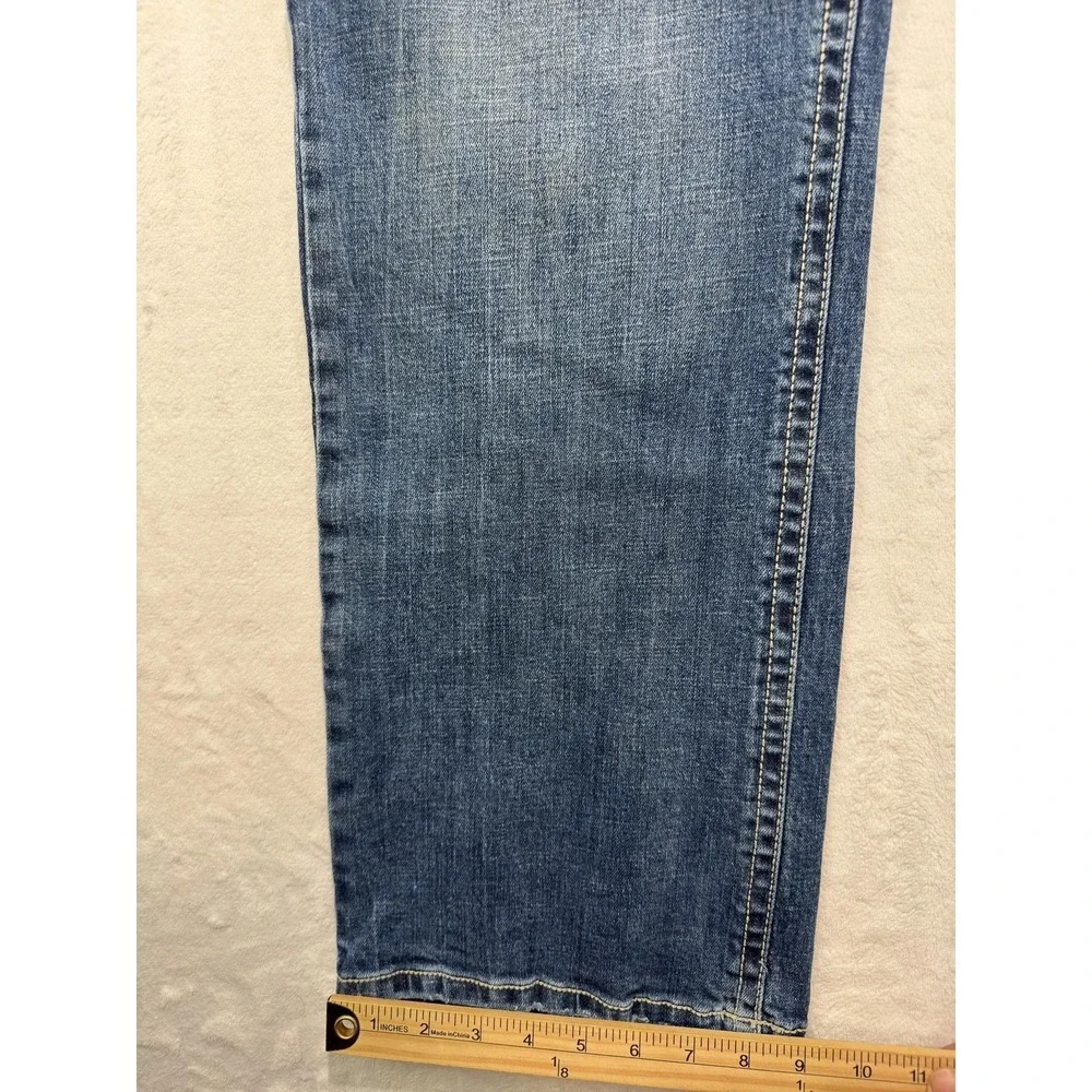 Axel Slim Boot Jeans Mens 38x32 Blue Denim Bootcut Stretch Embroidered Pockets